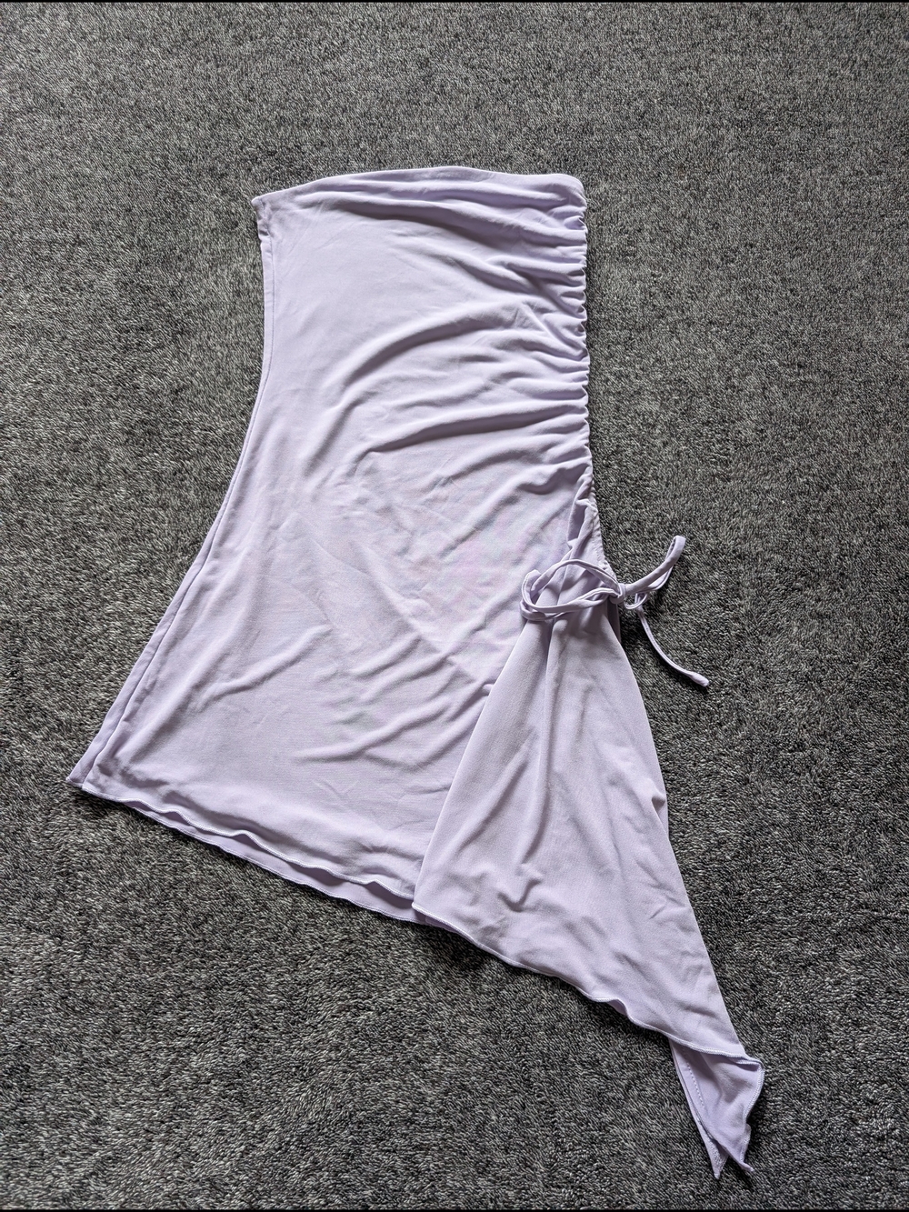 Tiger Mist Lilac Strapless Asymmetrical Dress with Side Tie